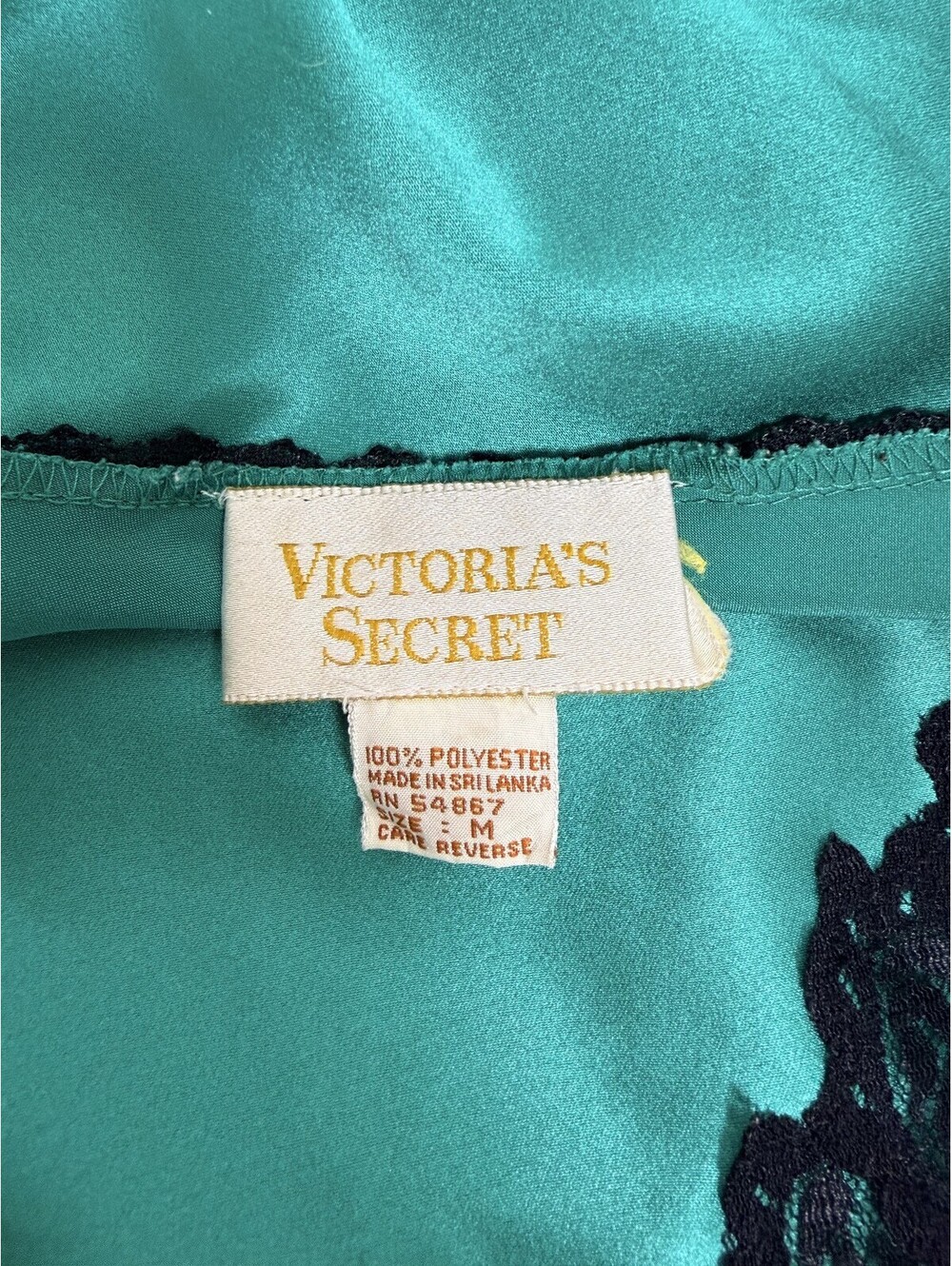 Vintage Victoria's Secret Green Satin Lace Slip Dress Y2K Size Medium - Picture 5 of 7